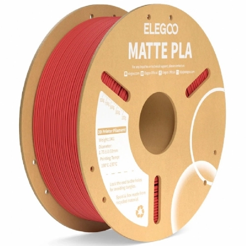 Filamento PLA Matte Fosco Vermelho Rubi   Ruby Red   Elegoo   1.75mm 1kg 