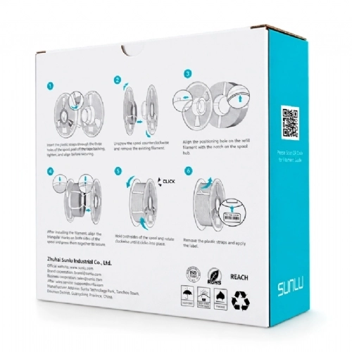 Ampliar foto Filamento Sunlu PLA Matte Branco Fosco   White   1.75mm 1kg 