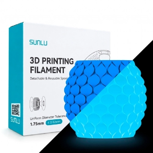 Filamento Sunlu PLA Glow In The Dark Azul Tech   Tech Blue   1.75mm 1kg 