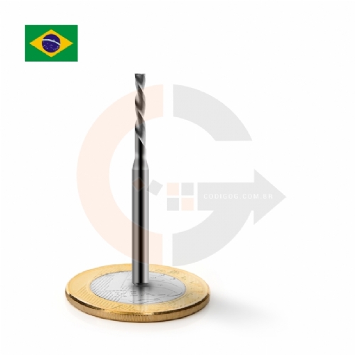 Fresa Down Cut 2 cortes 2.0mm x 12mm Metal Duro, topo reto, corte invertido - BR Fresa Down Cut 2 cortes 2.0mm x 12mm Metal Duro, topo reto, corte invertido - BR