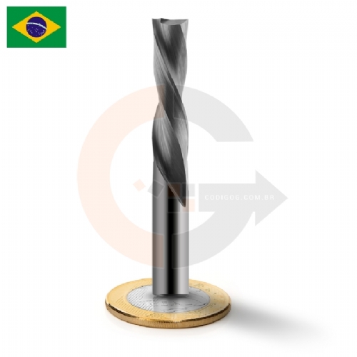 Fresa Down Cut 2 cortes 8.0mm x 30mm Metal Duro, topo reto, corte invertido - BR Fresa Down Cut 2 cortes 8.0mm x 30mm Metal Duro, topo reto, corte invertido - BR