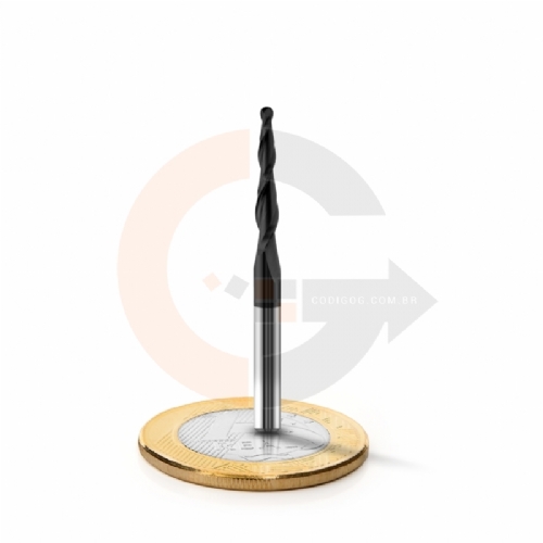 Fresa cônica esférica 1.5mm x 15mm Metal Duro HRC55 com cobertura de AlTin Fresa cônica esférica 1.5mm x 15mm Metal Duro HRC55 com cobertura de AlTin
