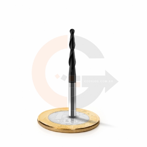 Fresa cônica esférica 2mm x 15mm Metal Duro HRC55 com cobertura de AlTin Fresa cônica esférica 2mm x 15mm Metal Duro HRC55 com cobertura de AlTin