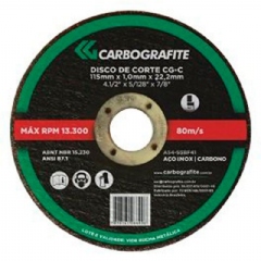 Disco de Corte para Aço inox e Carbono 115x1.0x22.2mm Carbografite