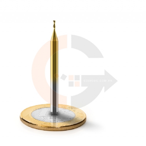 Fresa Topo 2 Cortes Espiral 0.8mm x 3mm Metal Duro com Titânio Fresa Topo 2 Cortes Espiral 0.8mm x 3mm Metal Duro com Titânio