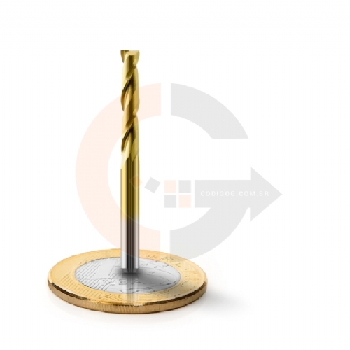 Fresa Topo 2 Cortes Espiral 3.175mm x 17mm Metal Duro com Titânio Fresa Topo 2 Cortes Espiral 3.175mm x 17mm Metal Duro com Titânio