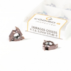 Inserto de Rosca 16IR AG55 P0.53.0mm TPI48-8 Pastilha de Metal Duro para Aço