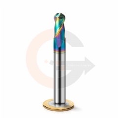 Fresa para Alumínio Esférica 2 Cortes 10mm x 20mm Metal Duro com Cobertura DLC