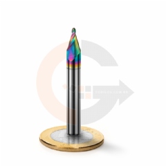 Fresa Cônica Esférica 30º x 1.5mm Metal Duro HRC70 Cobertura DLC