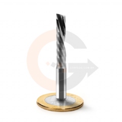 Fresa Down Cut 1 corte 6.0mm x 32mm Metal Duro, topo reto, corte invertido