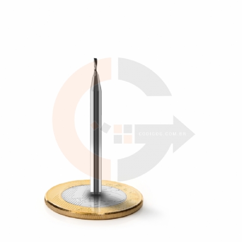 Fresa Down Cut 1 corte 1mm x 3mm Metal Duro, topo reto, corte invertido Fresa Down Cut 1 corte 1mm x 3mm Metal Duro, topo reto, corte invertido