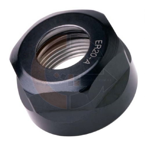 Porca ER20 sextavada para spindle e porta pinça ER20A T1 23.8mm Porca ER20 sextavada para spindle e porta pinça ER20A T1 23.8mm