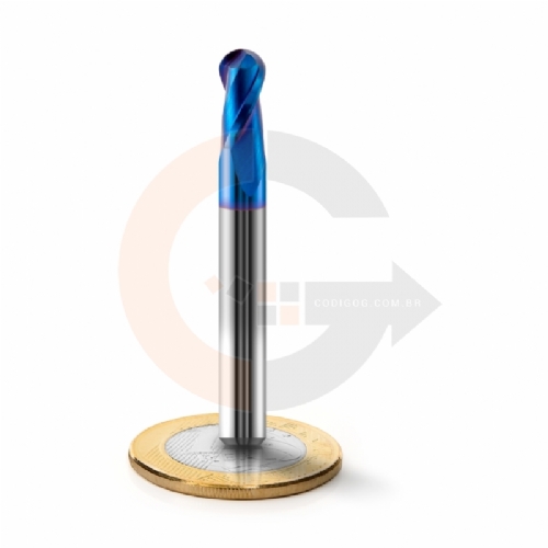 Fresa Para Aço Temperado Esférica 2 Cortes HRC65 6mm x 12mm Fresa Para Aço Temperado Esférica 2 Cortes HRC65 6mm x 12mm