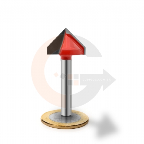 Fresa para entalhe 3D Vbit para madeira e MDF 22mm x 90º Metal Duro Fresa para entalhe 3D Vbit para madeira e MDF 22mm x 90º Metal Duro