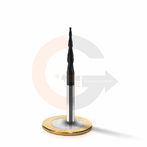 Fresa cônica esférica 1mm x 20.5mm Metal Duro HRC55 com cobertura de AlTin Fresa cônica esférica 1mm x 20.5mm Metal Duro HRC55 com cobertura de AlTin