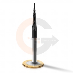 Fresa cônica esférica 1.0mm x 30.5mm Metal Duro HRC55 com cobertura de AlTin