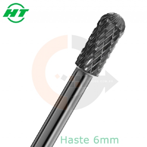 Lima Rotativa Cilíndrica Topo Esférico 8 x 19mm Metal Duro, Quebra Cavaco Lima Rotativa Cilíndrica Topo Esférico 8 x 19mm Metal Duro, Quebra Cavaco