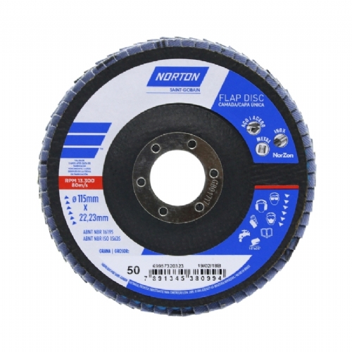 Disco de lixa Flap 4.1/2 x 7/8 polegadas, Grão 50, Norton Disco de lixa Flap 4.1/2 x 7/8 polegadas, Grão 50, Norton