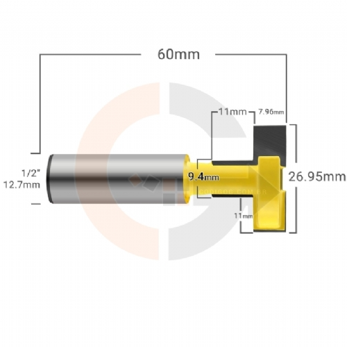 Ampliar foto Fresa T para Painel Canaletado MDF 26.95mm Haste 1 2 Ampliar foto Fresa T para Painel Canaletado MDF 26.95mm Haste 1 2