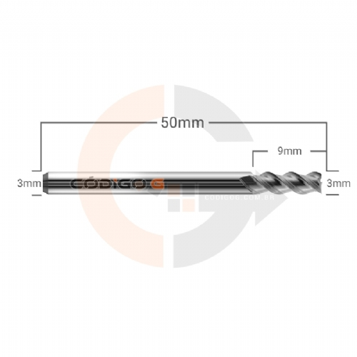 Ampliar foto Fresa Para Aluminio 3 Cortes HRC45 3mm x 9mm Corte a 35 graus Haste 3mm Ampliar foto Fresa Para Aluminio 3 Cortes HRC45 3mm x 9mm Corte a 35 graus Haste 3mm