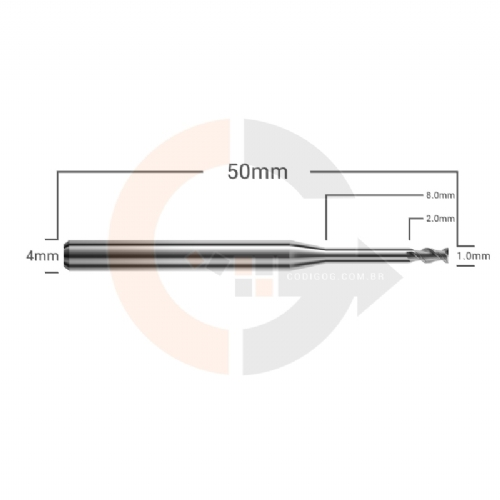 Ampliar foto Fresa Long Neck 2 cortes 1.0 x 8mm topo reto Metal Duro HRC55 Ampliar foto Fresa Long Neck 2 cortes 1.0 x 8mm topo reto Metal Duro HRC55