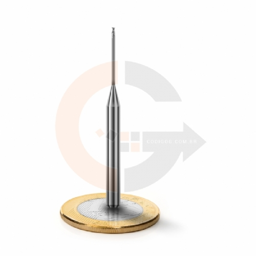Fresa Long Neck 2 cortes 1.0 x 16mm topo reto Metal Duro HRC55 Fresa Long Neck 2 cortes 1.0 x 16mm topo reto Metal Duro HRC55