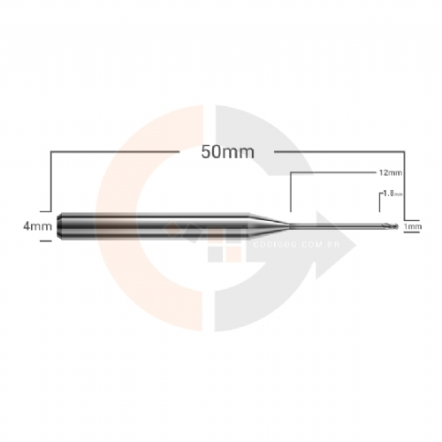 Ampliar foto Fresa Long Neck 2 cortes 1.0 x 12mm topo esferico Metal Duro HRC55 Ampliar foto Fresa Long Neck 2 cortes 1.0 x 12mm topo esferico Metal Duro HRC55