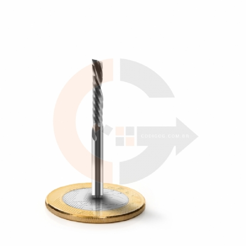 Fresa Down Cut 1 corte 3.175mm x 12mm Metal Duro topo reto corte invertido Fresa Down Cut 1 corte 3.175mm x 12mm Metal Duro topo reto corte invertido