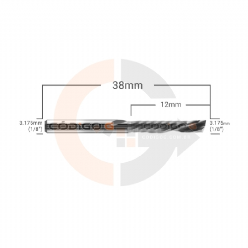 Ampliar foto Fresa Down Cut 1 corte 3.175mm x 12mm Metal Duro topo reto corte invertido Ampliar foto Fresa Down Cut 1 corte 3.175mm x 12mm Metal Duro topo reto corte invertido