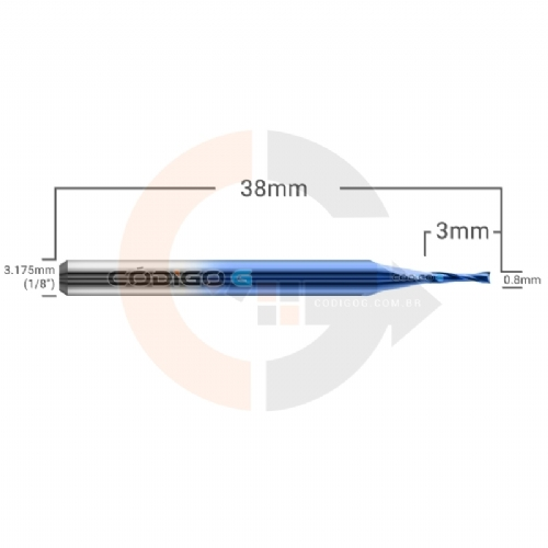 Ampliar foto Fresa 2 Cortes Espiral 0.8mm x 3.0mm Metal Duro com Nano Blue Ampliar foto Fresa 2 Cortes Espiral 0.8mm x 3.0mm Metal Duro com Nano Blue