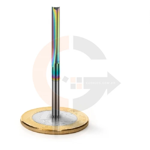 Fresa para MDF 2 Cortes Retos 3.175mm x 22mm Metal Duro Cobertura DLC Fresa para MDF 2 Cortes Retos 3.175mm x 22mm Metal Duro Cobertura DLC