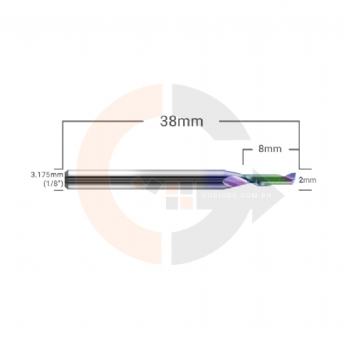 Ampliar foto Fresa para Aluminio 1 Corte 2.0x8.0mm Metal Duro com Nano Cobertura Ampliar foto Fresa para Aluminio 1 Corte 2.0x8.0mm Metal Duro com Nano Cobertura