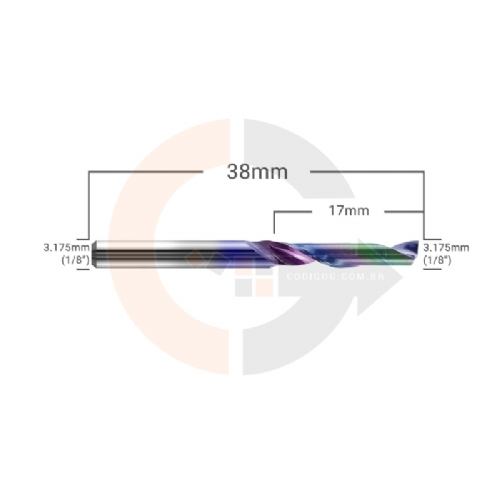 Ampliar foto Fresa para Aluminio 1 Corte 3.175 x 17mm Metal Duro com Nano Cobertura DLC Ampliar foto Fresa para Aluminio 1 Corte 3.175 x 17mm Metal Duro com Nano Cobertura DLC