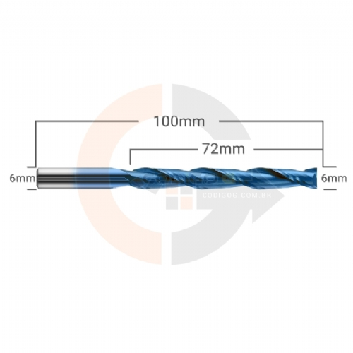 Ampliar foto Fresa 2 Cortes Espiral 6.0mm x 72mm Metal Duro com Nano Blue Ampliar foto Fresa 2 Cortes Espiral 6.0mm x 72mm Metal Duro com Nano Blue