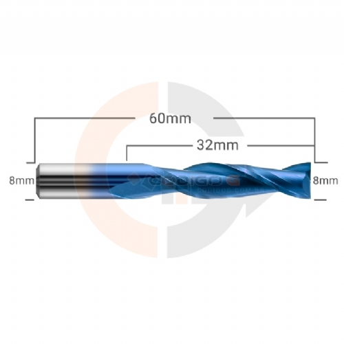 Ampliar foto Fresa 2 Cortes Espiral 8.0mm x 32mm Metal Duro com Nano Blue Ampliar foto Fresa 2 Cortes Espiral 8.0mm x 32mm Metal Duro com Nano Blue