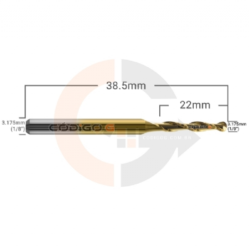 Ampliar foto Fresa Esferica Ball Nose 3.175mm x 22mm com Titanio Ampliar foto Fresa Esferica Ball Nose 3.175mm x 22mm com Titanio