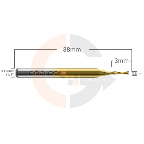 Ampliar foto Fresa Topo 2 Cortes 0.8mmx3mm Metal Duro com Titanio Ampliar foto Fresa Topo 2 Cortes 0.8mmx3mm Metal Duro com Titanio
