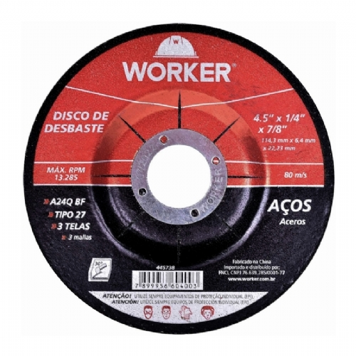 Disco de Desbaste para Aco 4.1 2x1 4x7 8   WORKER 445738