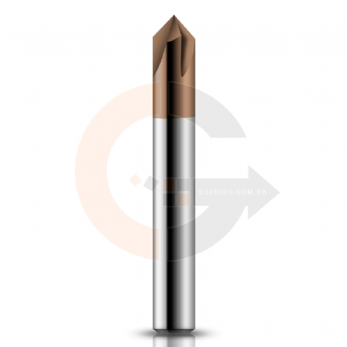 Fresa de Metal Duro para Chanfro em Aco 8.0mm x 90 graus cobertura CrAITiN HRC55 Fresa de Metal Duro para Chanfro em Aco 8.0mm x 90 graus cobertura CrAITiN HRC55