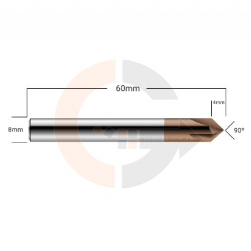 Ampliar foto Fresa de Metal Duro para Chanfro em Aco 8.0mm x 90 graus cobertura CrAITiN HRC55 Ampliar foto Fresa de Metal Duro para Chanfro em Aco 8.0mm x 90 graus cobertura CrAITiN HRC55