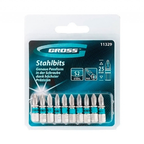 Bits Phillips PH1 25mm Encaixe 1 4 pol. Ponta 3 16 pol. jogo com 10 pecas   GROSS 1132956