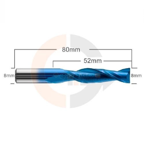Ampliar foto Fresa 2 Cortes Espiral 8.0mm x 52mm Metal Duro com Nano Blue Ampliar foto Fresa 2 Cortes Espiral 8.0mm x 52mm Metal Duro com Nano Blue