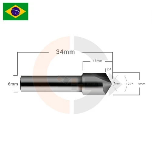 Ampliar foto Fresa para dobra de ACM a 120 graus 1.0mm Metal Duro Ampliar foto Fresa para dobra de ACM a 120 graus 1.0mm Metal Duro