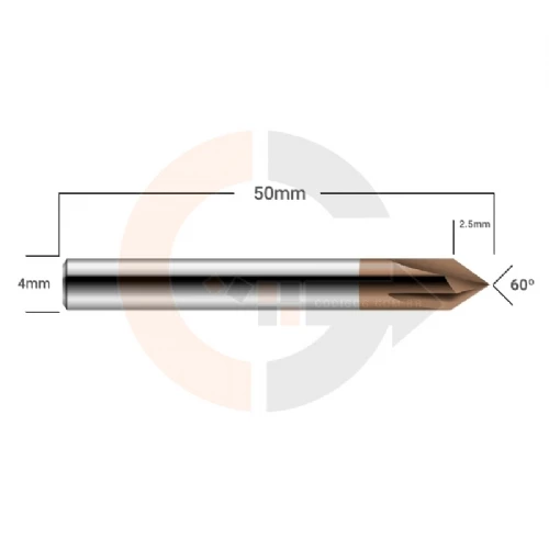 Ampliar foto Fresa de Metal Duro para Chanfro em Aco 4.0mm x 60 graus cobertura CrAITiN HRC55 Ampliar foto Fresa de Metal Duro para Chanfro em Aco 4.0mm x 60 graus cobertura CrAITiN HRC55
