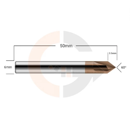 Ampliar foto Fresa de Metal Duro para Chanfro em Aco 6.0mm x 60 graus cobertura CrAITiN HRC55 Ampliar foto Fresa de Metal Duro para Chanfro em Aco 6.0mm x 60 graus cobertura CrAITiN HRC55