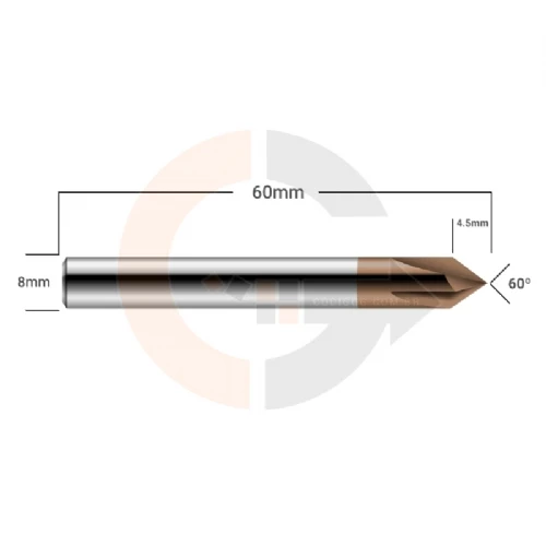 Ampliar foto Fresa de Metal Duro para Chanfro em Aco 8.0mm x 60 graus cobertura CrAITiN HRC55 Ampliar foto Fresa de Metal Duro para Chanfro em Aco 8.0mm x 60 graus cobertura CrAITiN HRC55