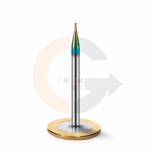 Fresa para Aluminio Esferica 2 Cortes 1.0mm x 2.0mm Metal Duro com Cobertura DLC Fresa para Aluminio Esferica 2 Cortes 1.0mm x 2.0mm Metal Duro com Cobertura DLC