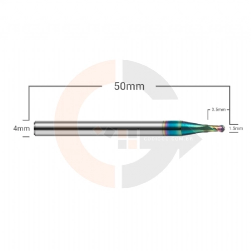 Ampliar foto Fresa para Aluminio Esferica 2 Cortes 1.5mm x 3.5mm Metal Duro com Cobertura DLC Ampliar foto Fresa para Aluminio Esferica 2 Cortes 1.5mm x 3.5mm Metal Duro com Cobertura DLC