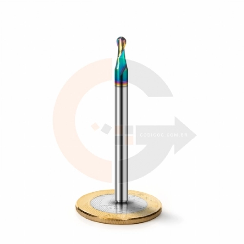 Fresa para Aluminio Esferica 2 Cortes 3.0mm x 6.0mm Metal Duro com Cobertura DLC Fresa para Aluminio Esferica 2 Cortes 3.0mm x 6.0mm Metal Duro com Cobertura DLC