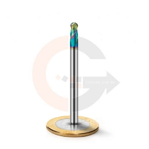 Fresa para Aluminio Esferica 2 Cortes 4.0mm x 8.0mm Metal Duro com Cobertura DLC Fresa para Aluminio Esferica 2 Cortes 4.0mm x 8.0mm Metal Duro com Cobertura DLC